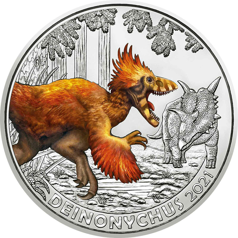 Österreich 2021 - Deinonychus - 3 Euro Serie Dino-Taler 