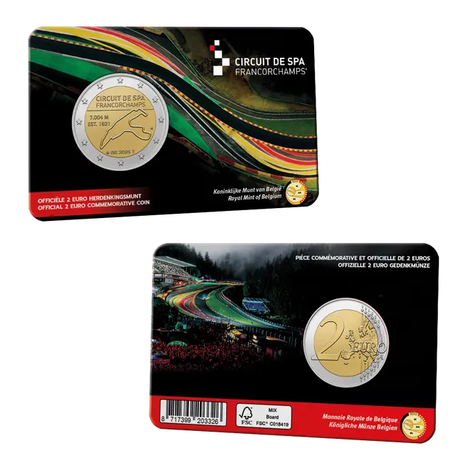 Belgien 2025 2 Euro Münze „Rennstrecke Spa-Francorchamps“ FR
