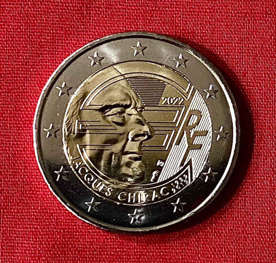 Frankreich 2022 - 2 Euro Münze „Jaques Chirac - Euro-Einführung“