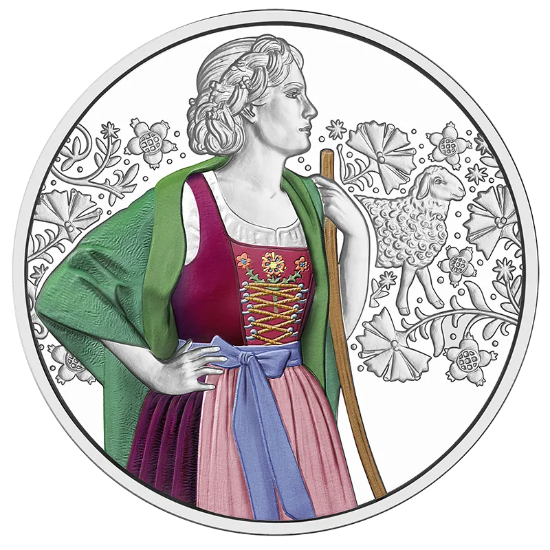 Aufjuchazn - Loden 2026 - 10 Euro Silbermünze aus der Serie „gschneizt & kampelt“ 