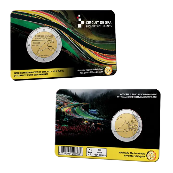 Belgien 2025 2 Euro Münze „Rennstrecke Spa-Francorchamps“ NL 