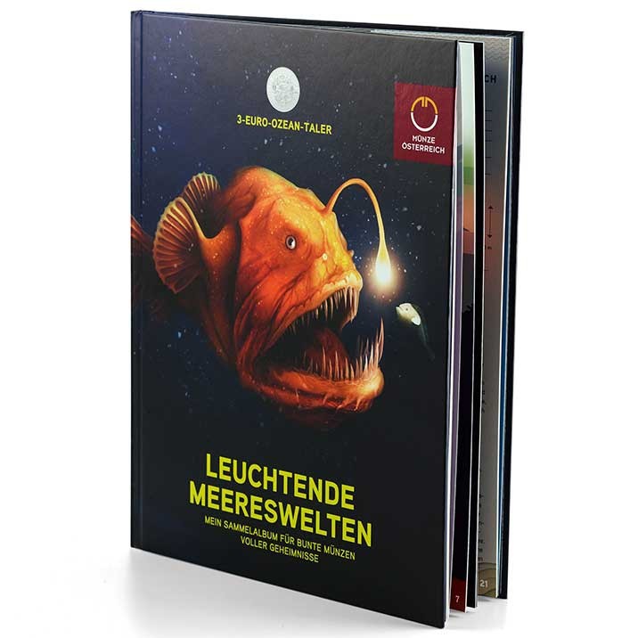 Sammelalbum 2022 inkl. UV Taschenlampe -  3 € Münzen Serie "Leuchtende Meereswelten"