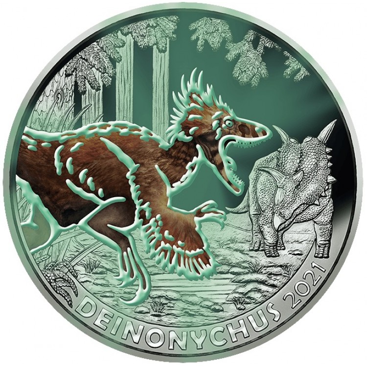 Österreich 2021 - Deinonychus - 3 Euro Serie Dino-Taler 