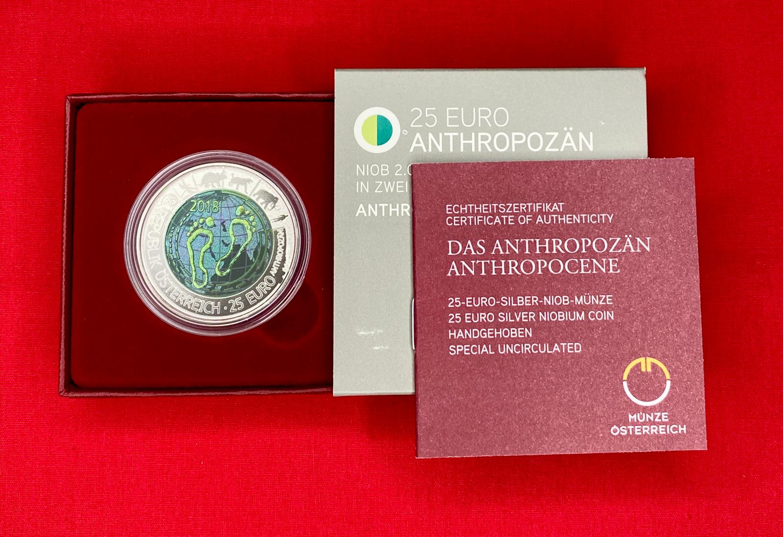 Österreich 2018 - ANTHROPOZÄN - 25,00 Euro  Silber-Niob Münze