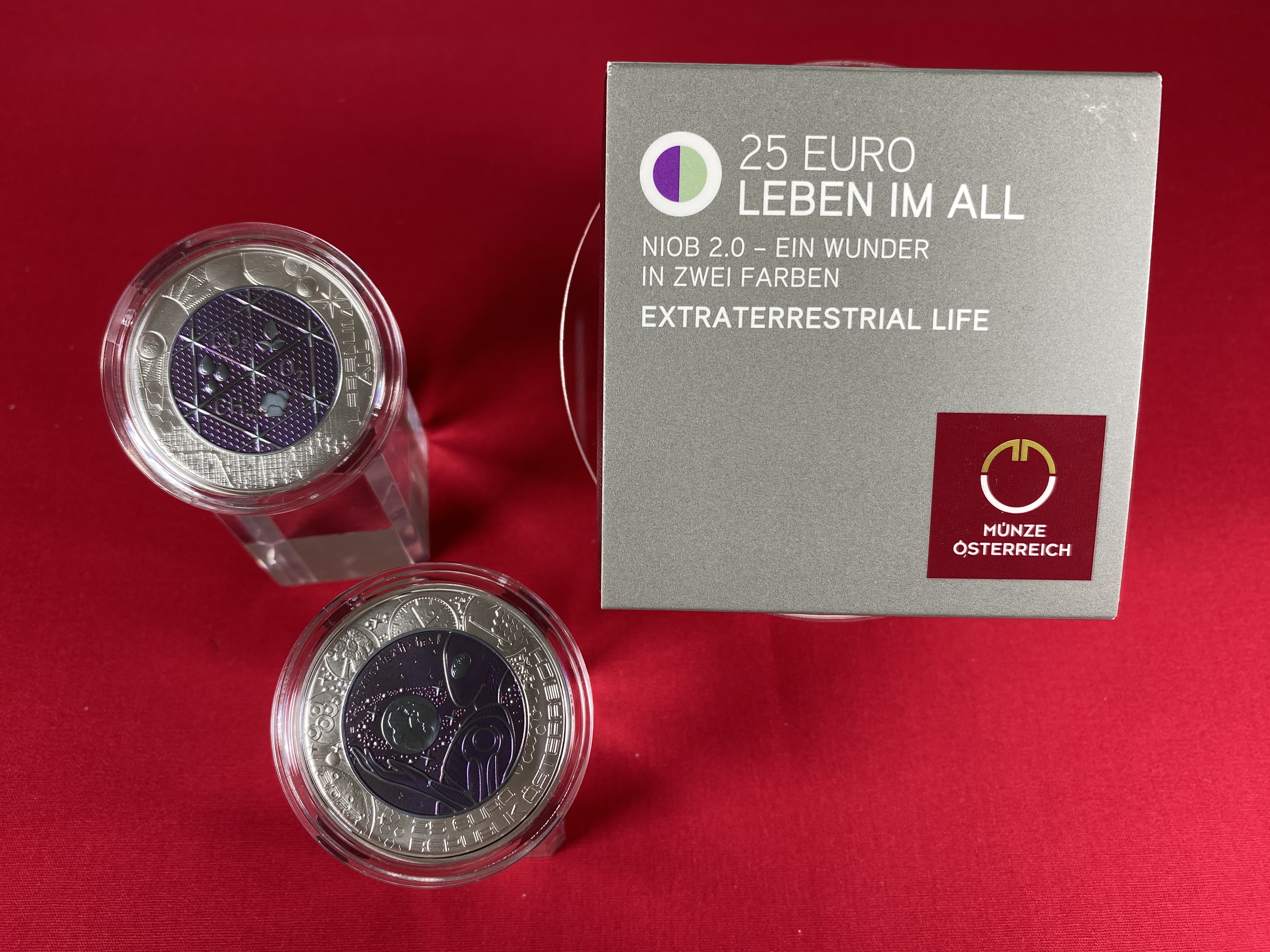 Österreich 2022 - LEBEN IM ALL - 25,00 Euro  Silber-Niob Münze 