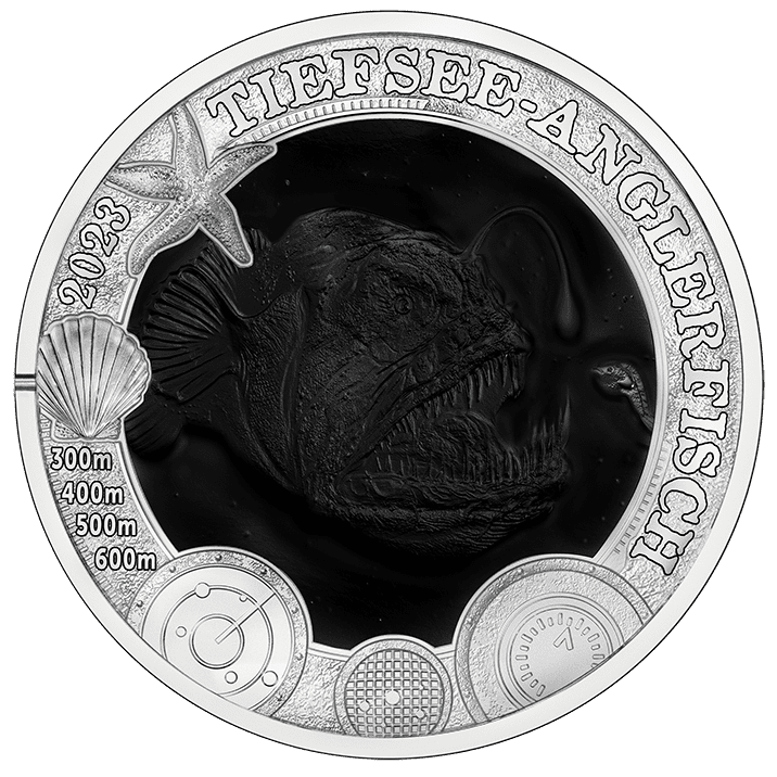 Österreich 2023 - Tiefsee-Anglerfisch - 3 Euro Serie Leuchtende Meereswelten