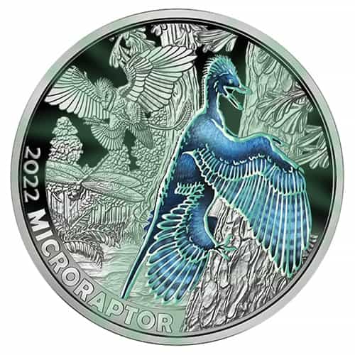 Österreich 2022 - Microraptor - 3 Euro Serie Dino-Taler