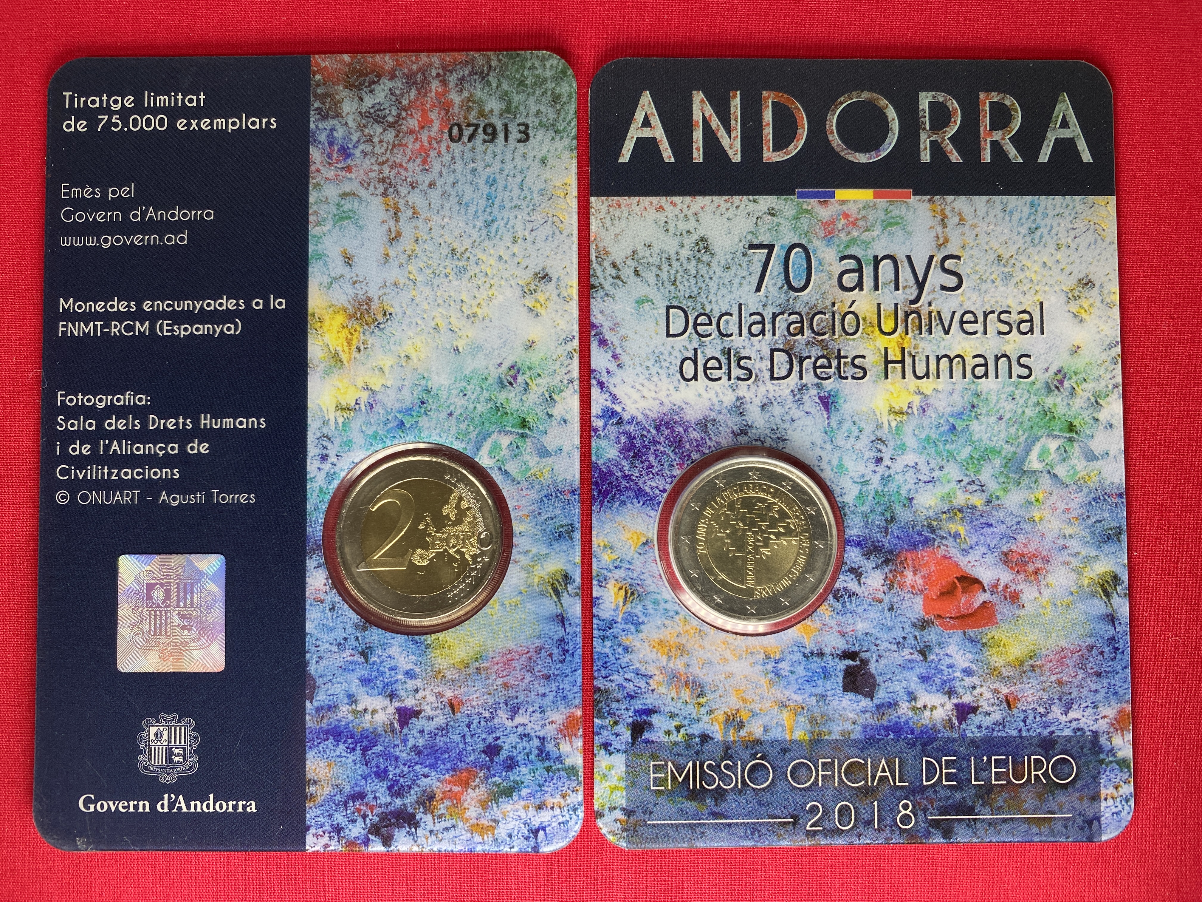 Andorra 2018 - 2 Euro Münze „70 Jahre Allgemeine Erklärung der Menschenrechte“ 