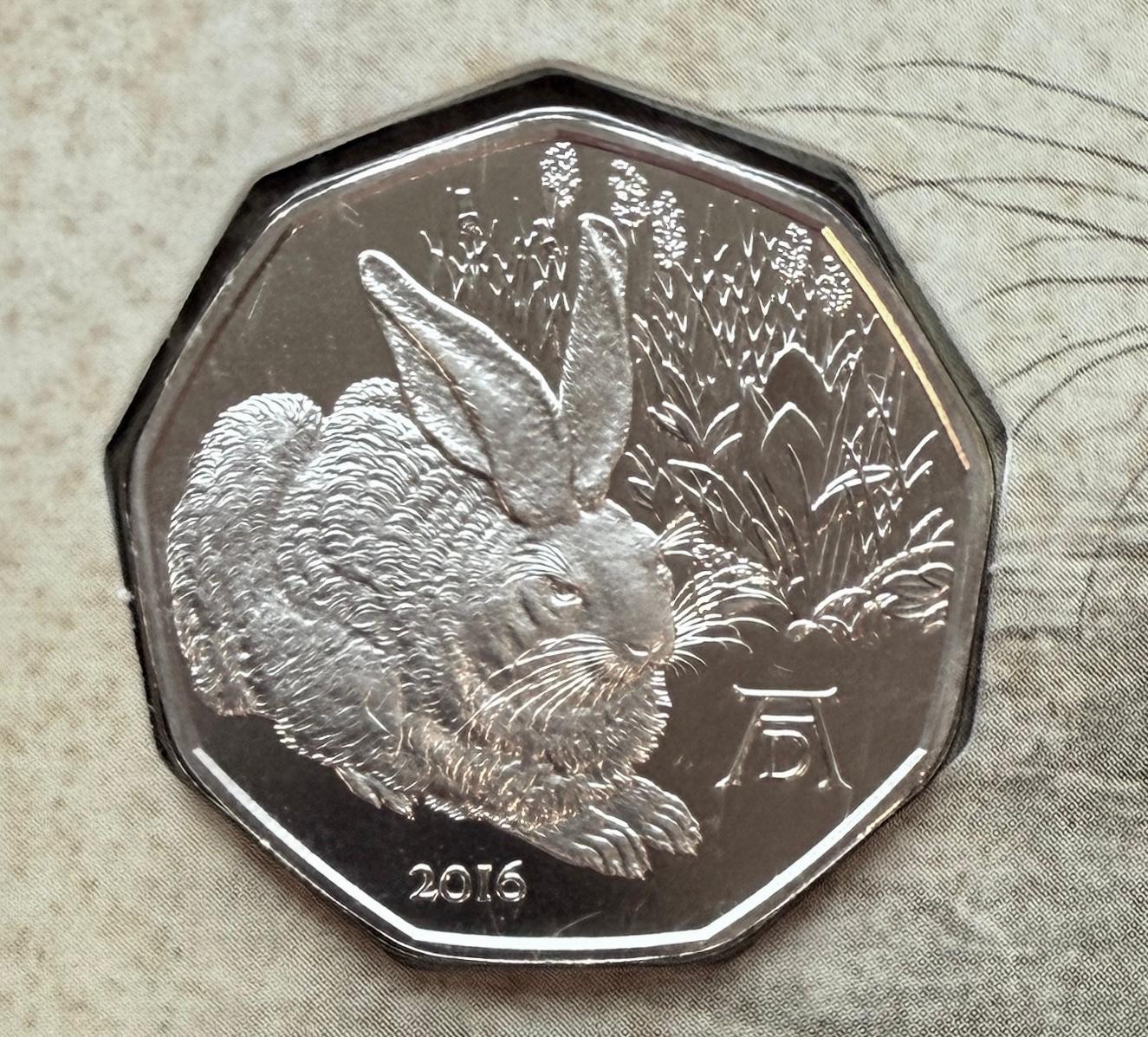 5 Euro Österreich 2016 - Dürers Feldhase