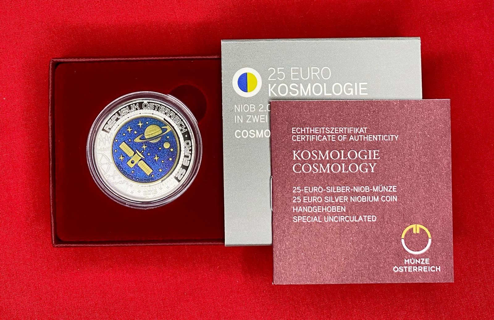 Österreich 2015 - KOSMOLOGIE - 25,00 Euro  Silber-Niob Münze
