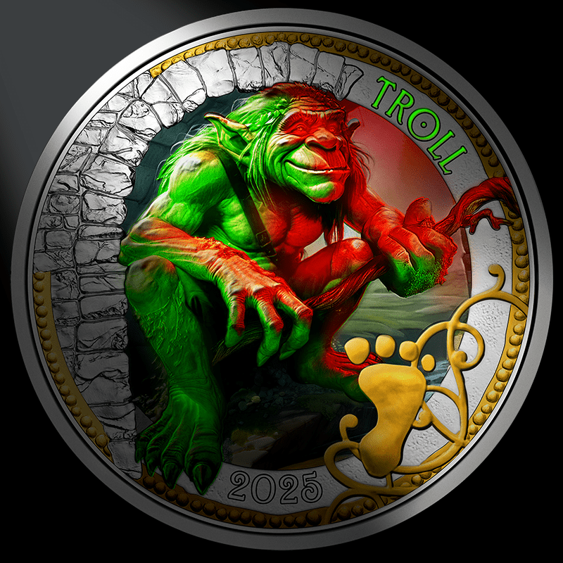 Österreich 2025 - Der Troll - 3 Euro Serie Fantastische Fabelwesen 
