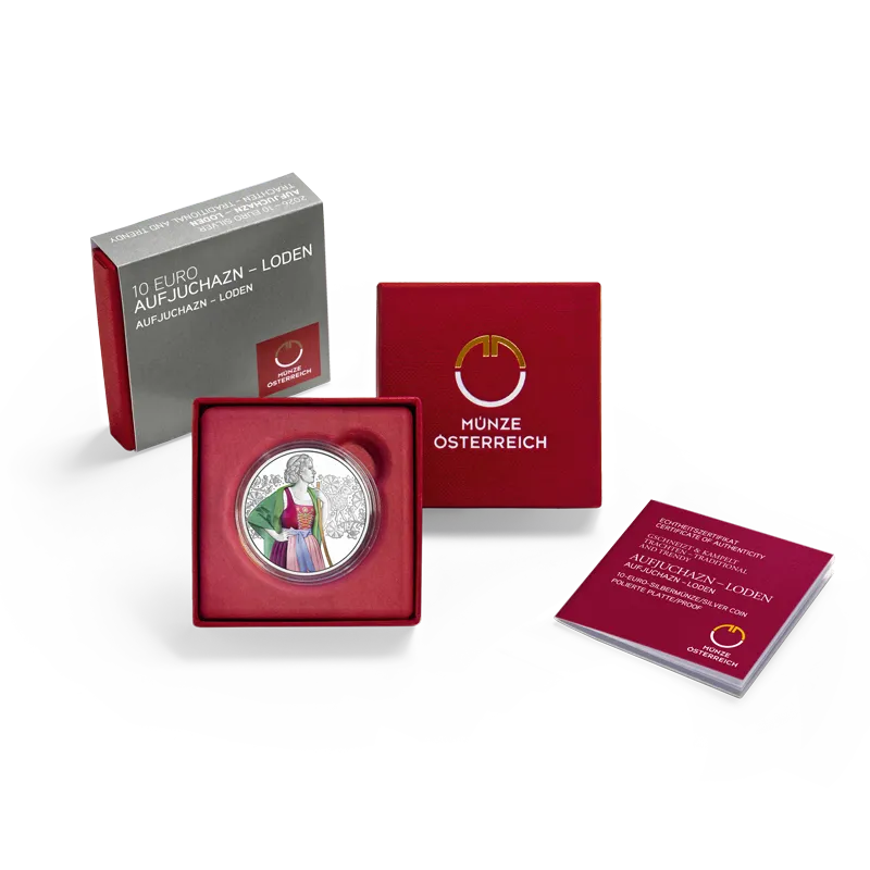 Aufjuchazn - Loden 2026 - 10 Euro Silbermünze aus der Serie „gschneizt & kampelt“ 
