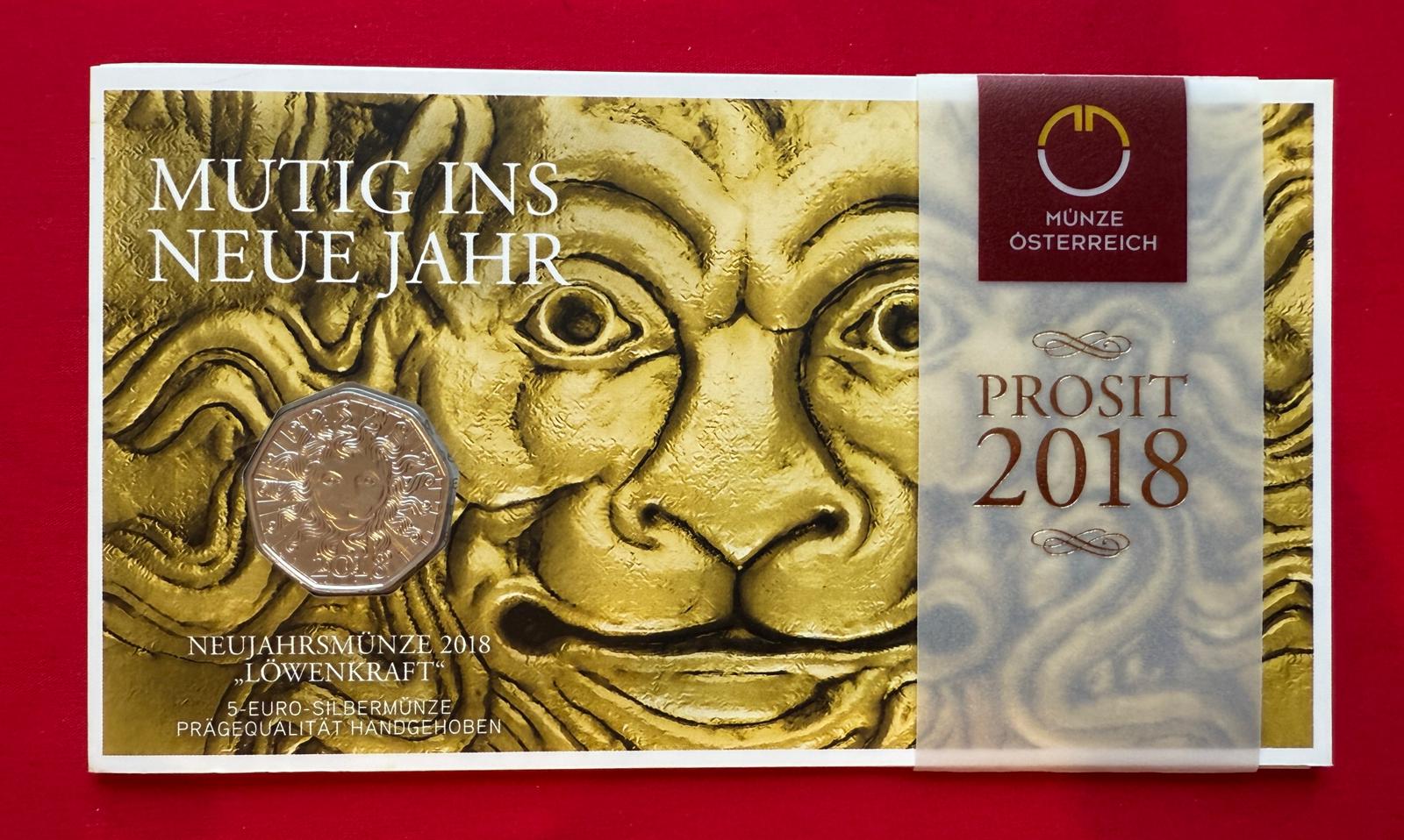 5 Euro Österreich 2017 - Neujahrsmünze 2018 - Löwenkraft
