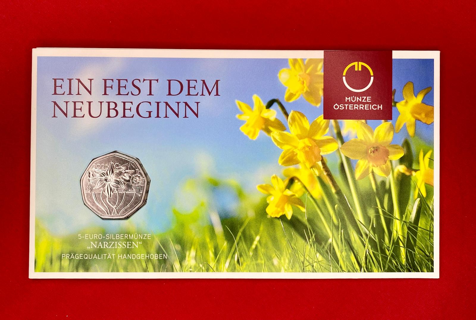 Österreich 2025 - 5 € Ostermünze 2025 - Narzissen