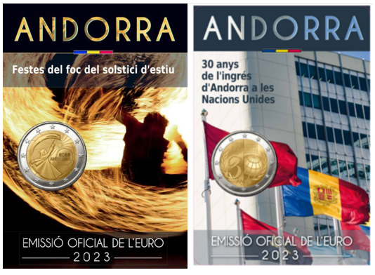 Andorra 2023 - 2 Euro Münzen  „Sommersonnenwende und  UNO-Beitritt“  Set