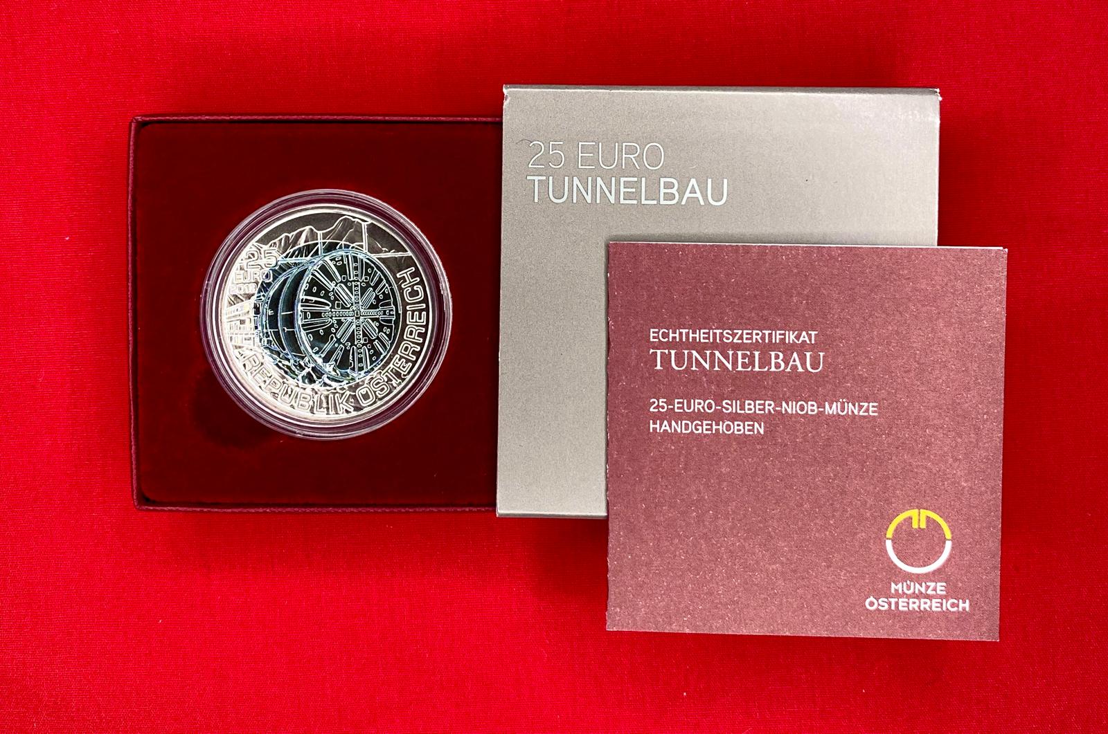 Österreich 2013 - TUNNELBAU - 25,00 Euro Silber-Niob Münze