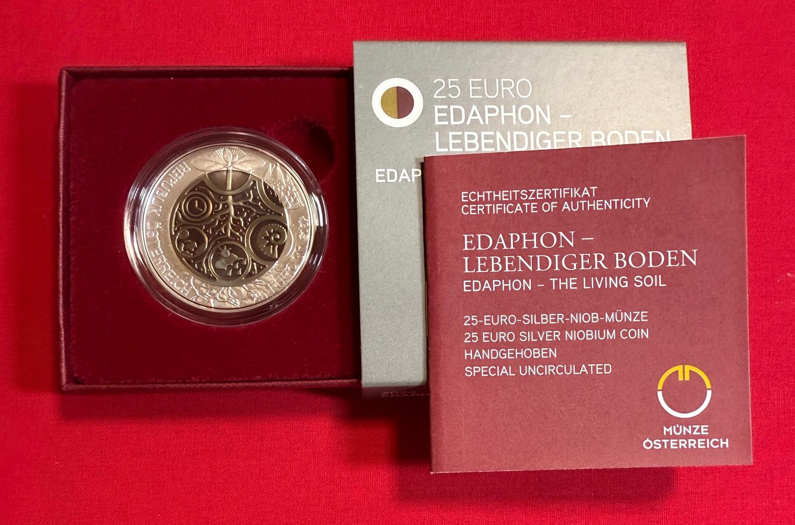 Österreich 2024 - EDAPHON - 25,00 Euro  Silber-Niob Münze
