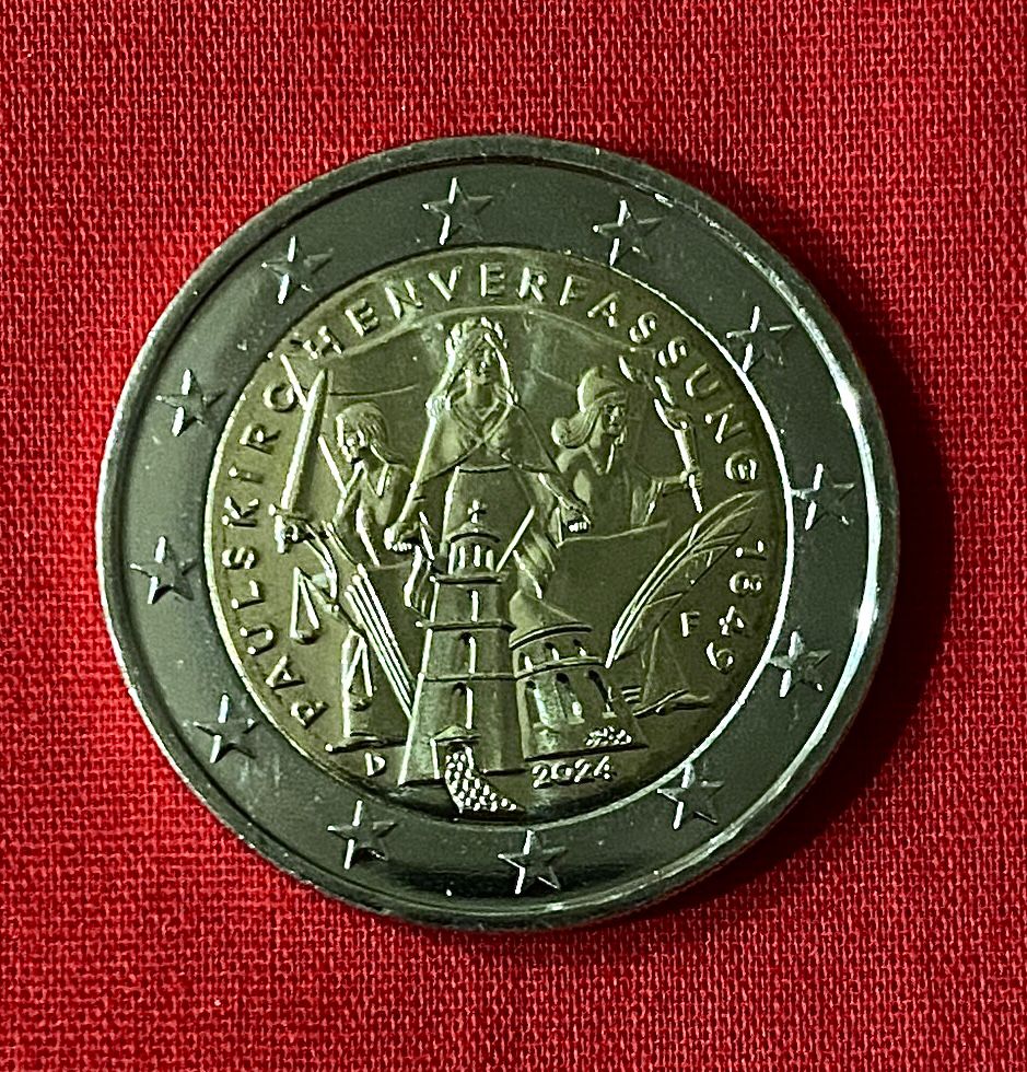 Deutschland 2024 "F" - 2 Euro Münze „175. Jubiläum Paulskirchenverfassung“