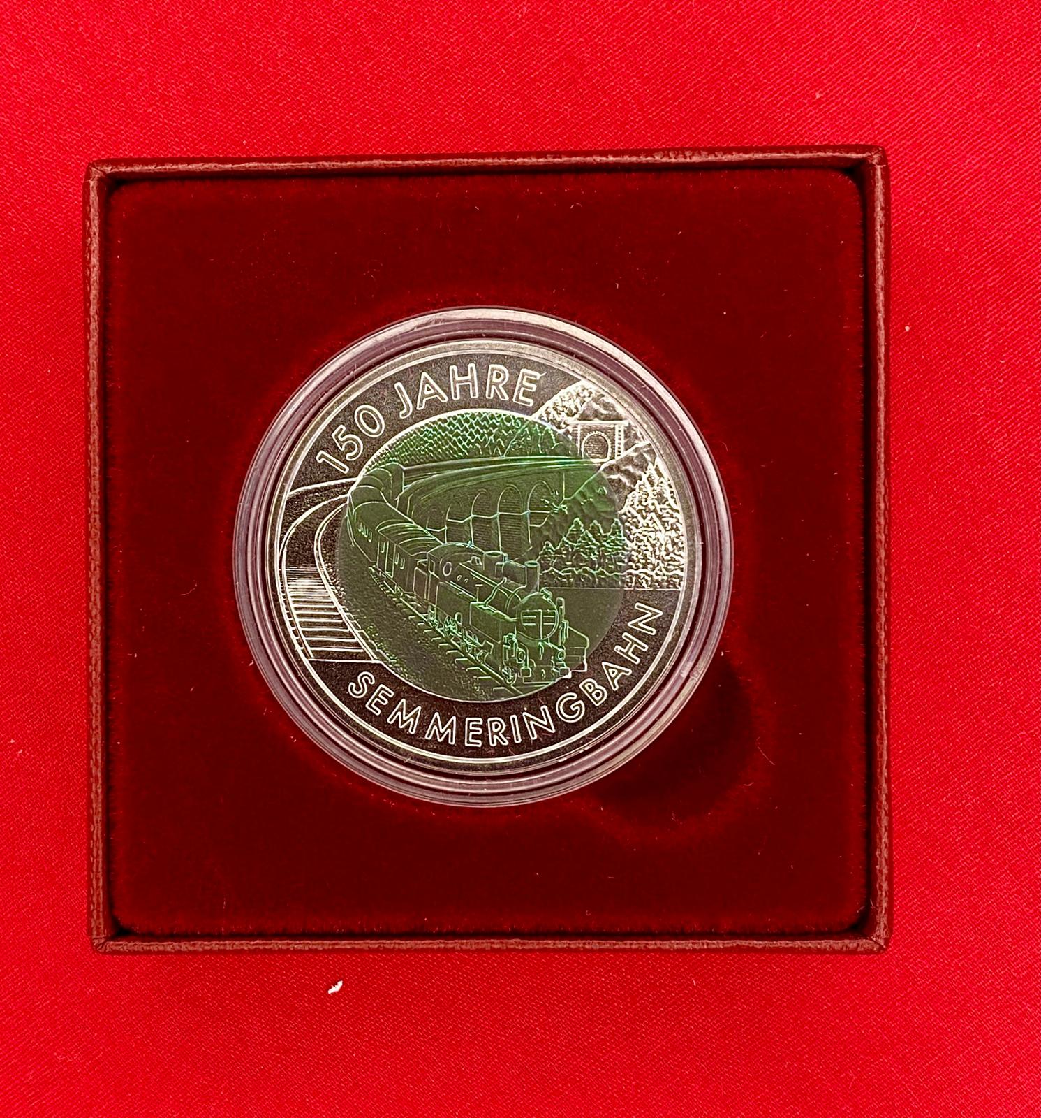 Österreich 2004 - 150 JAHRE SEMMERINGBAHN - 25,00 Euro Silber-Niob Münze