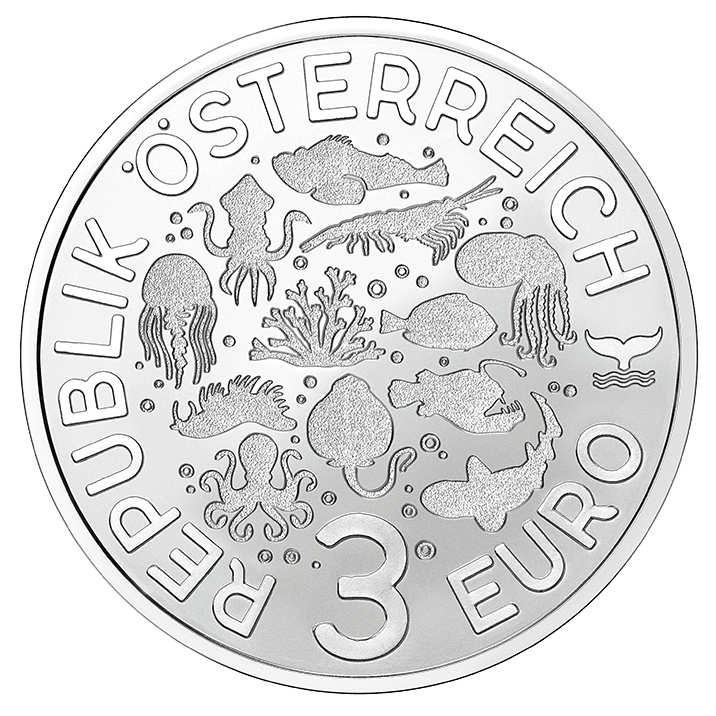 Österreich 2024 - Jamaika Stechrochen - 3 Euro Serie Leuchtende Meereswelten