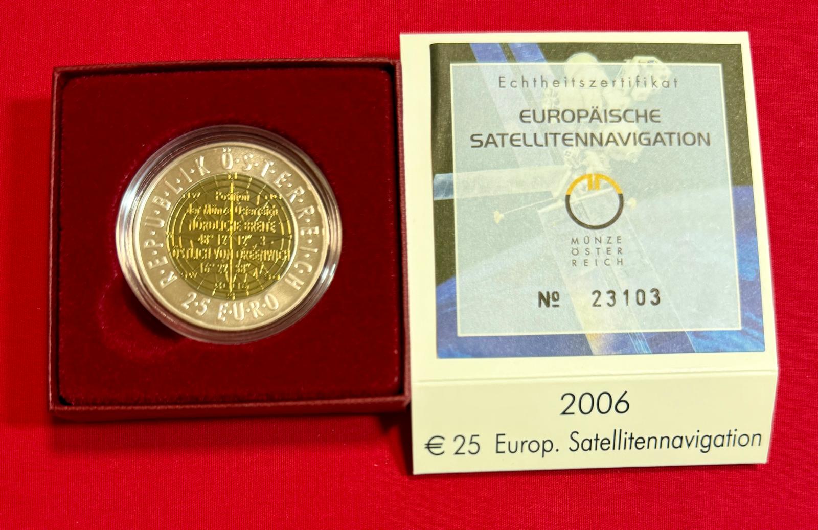 Österreich 2006 - EUROP. SATELLITENNAVIGATION - 25,00 Euro Silber-Niob Münze 