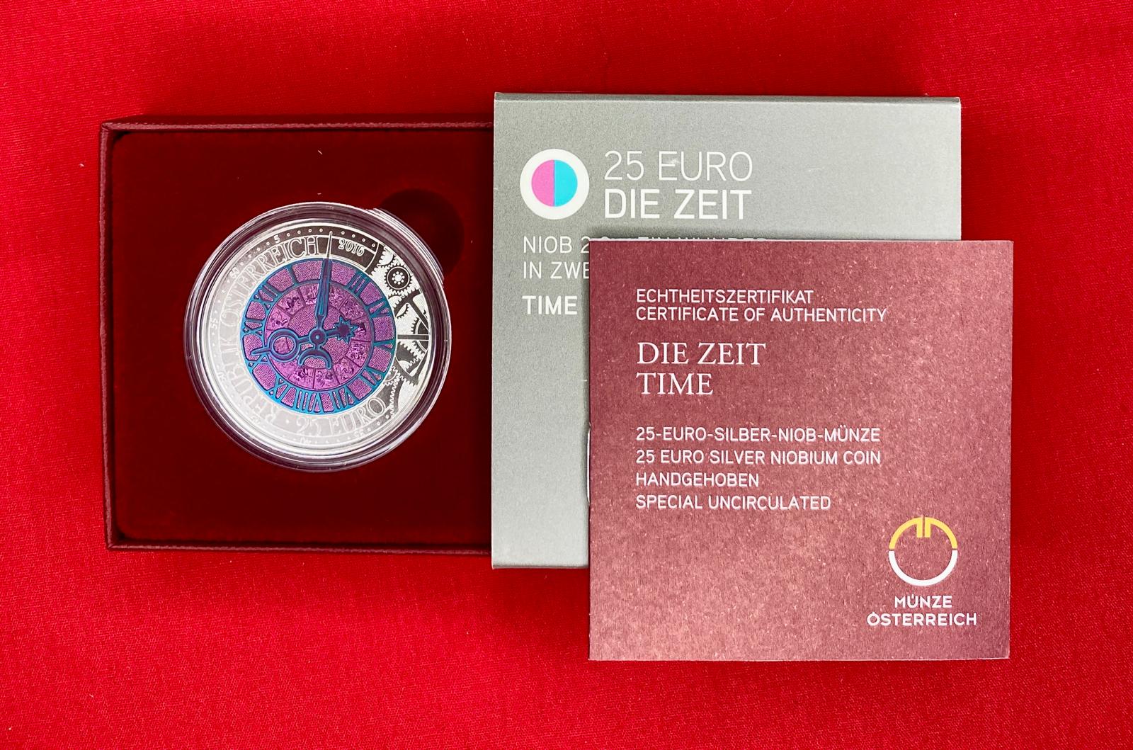 Österreich 2016 - DIE ZEIT - 25,00 Euro Silber-Niob Münze 