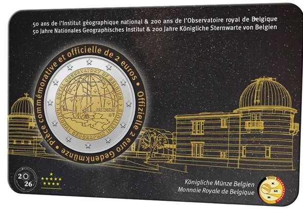 Belgien 2026 2 Euro Münze „Sternwarte und Geographisches Institut“ FR