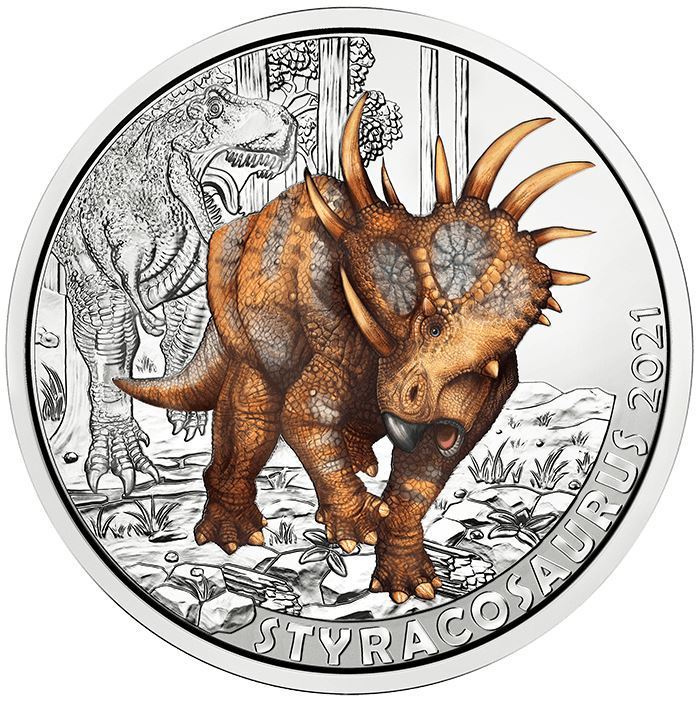 Österreich 2021 - Styracosaurus - 3 Euro Serie Dino-Taler