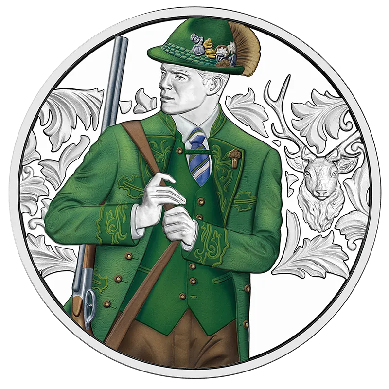 Anpirschen - Horn 2026 - 10 Euro Silbermünze aus der Serie „gschneizt & kampelt“
