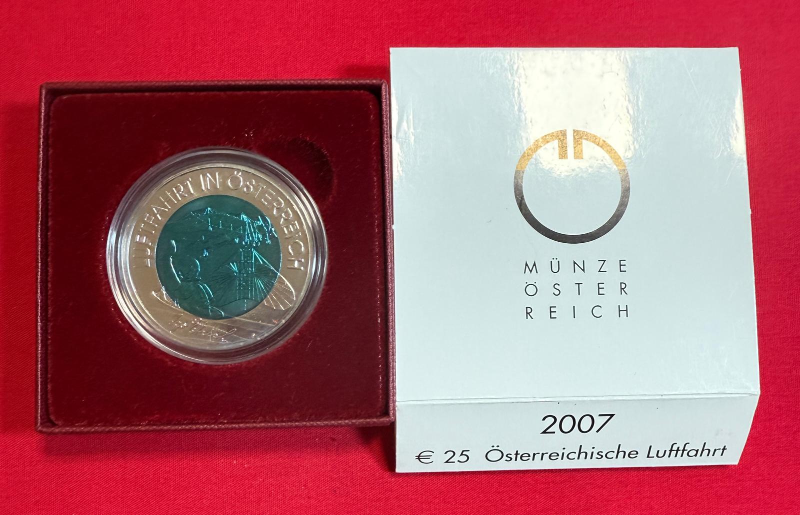 Österreich 2007 - ÖSTERREICHISCHE LUFTFAHRT - 25,00 Euro Silber-Niob Münze