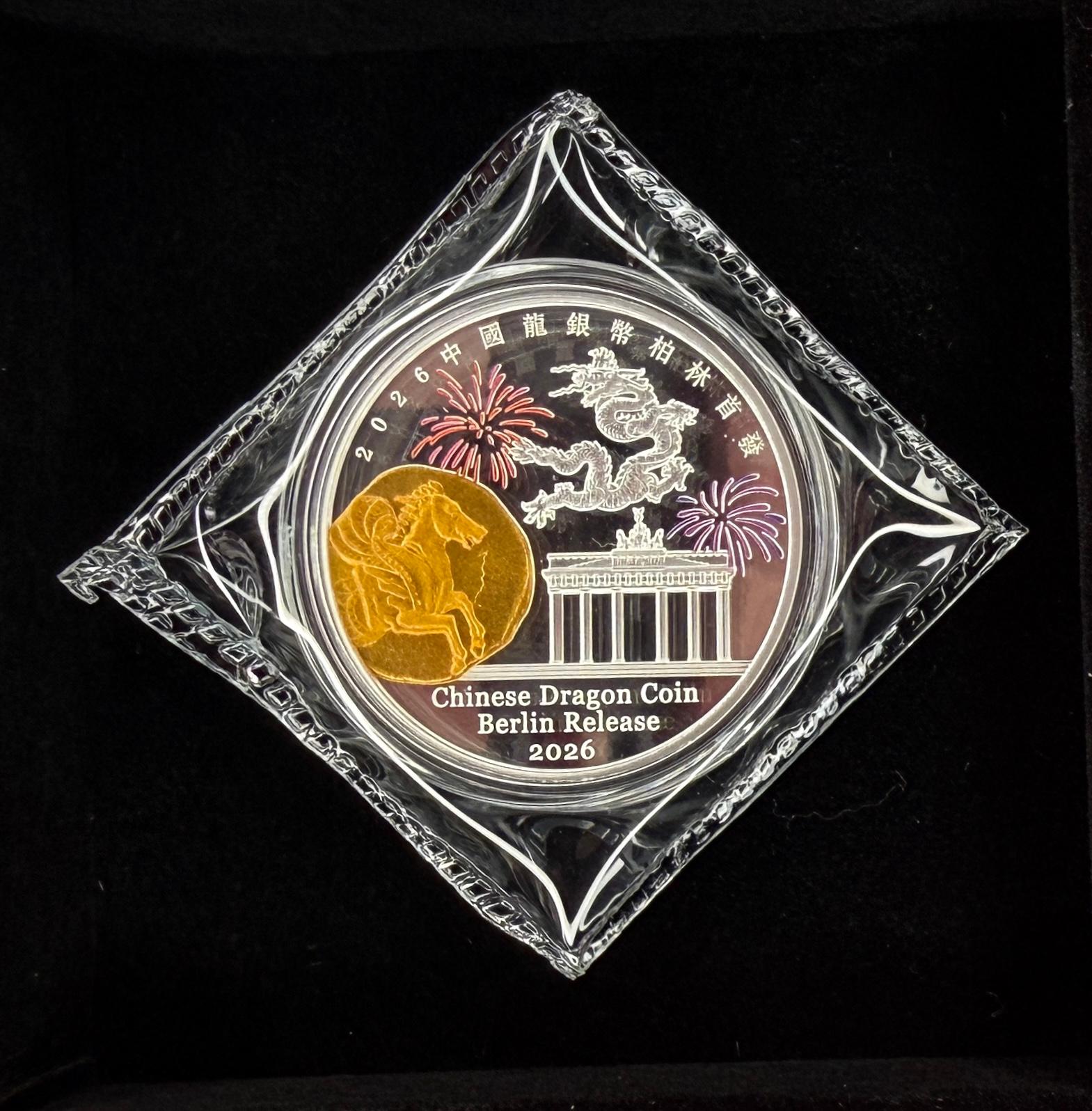 Set – World Money Fair 2026: Panda & Chinese Dragon Silbermünzen (1 oz + 8 g)