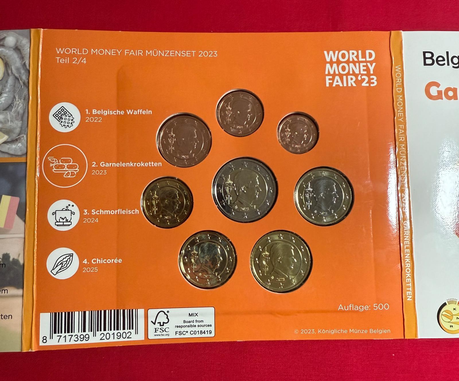 Belgien - Kursmünzensatz World Money Fair "Garnelenkroketten" 2023