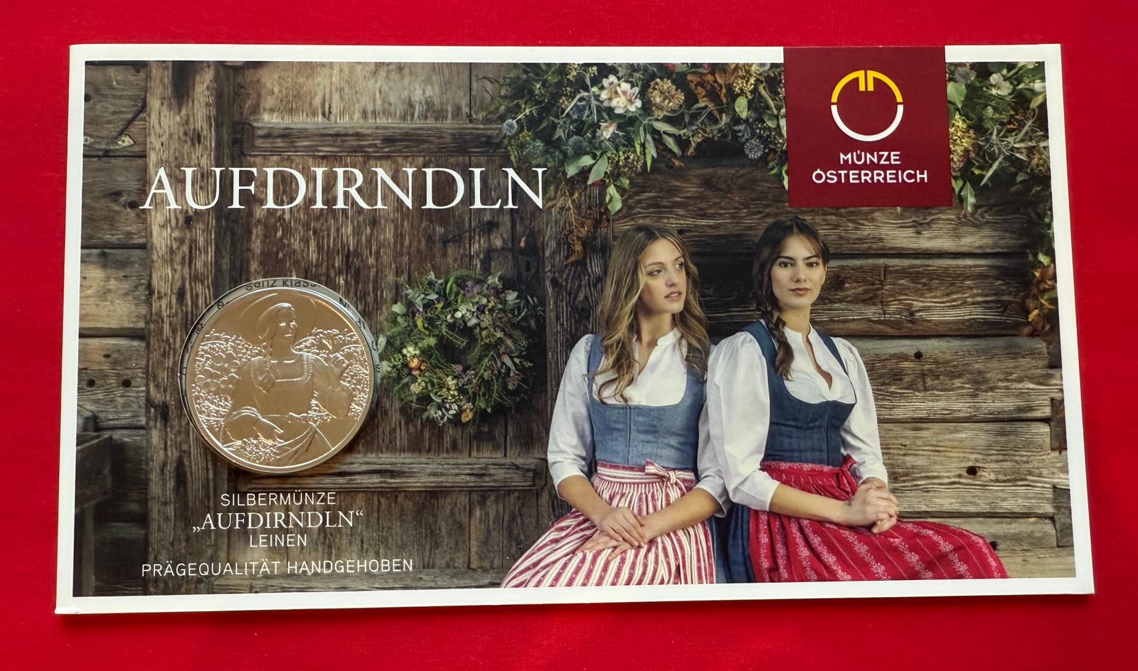 10 Euro Österreich 2025 - Aufdirndln Leinen  - Serie „gschneizt & kampelt“ im Blister