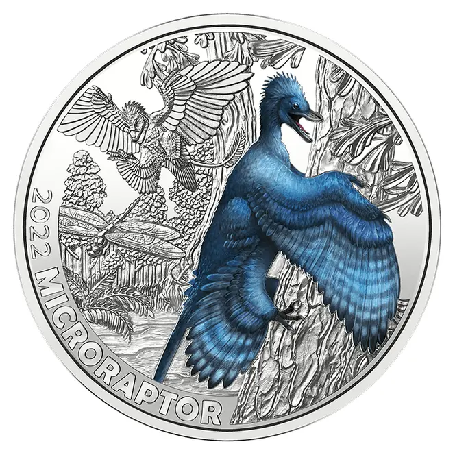 Österreich 2022 - Microraptor - 3 Euro Serie Dino-Taler