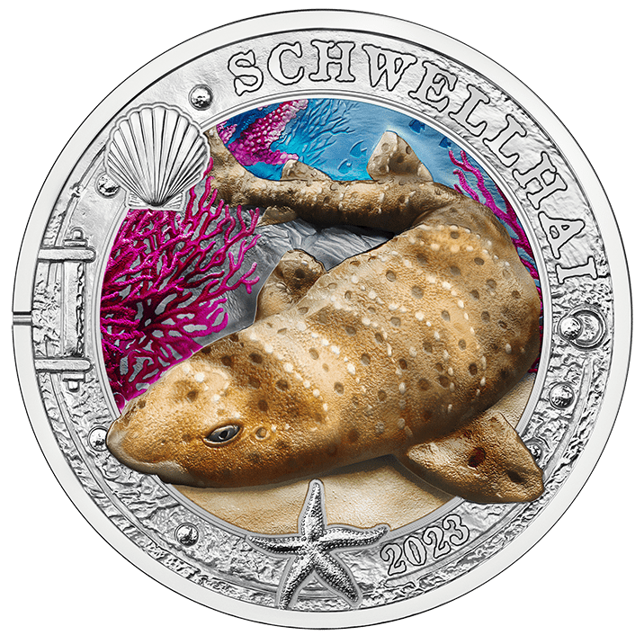Österreich 2023 - Schwellhai  - 3 Euro Serie Leuchtende Meereswelten