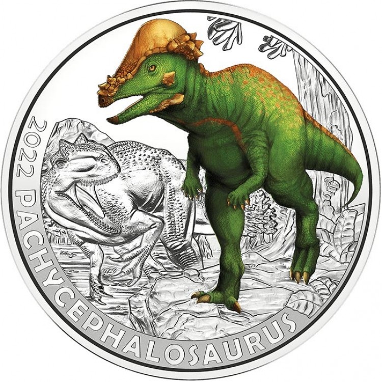 Österreich 2022 - Pachycephalosaurus - 3 Euro Serie Dino-Taler