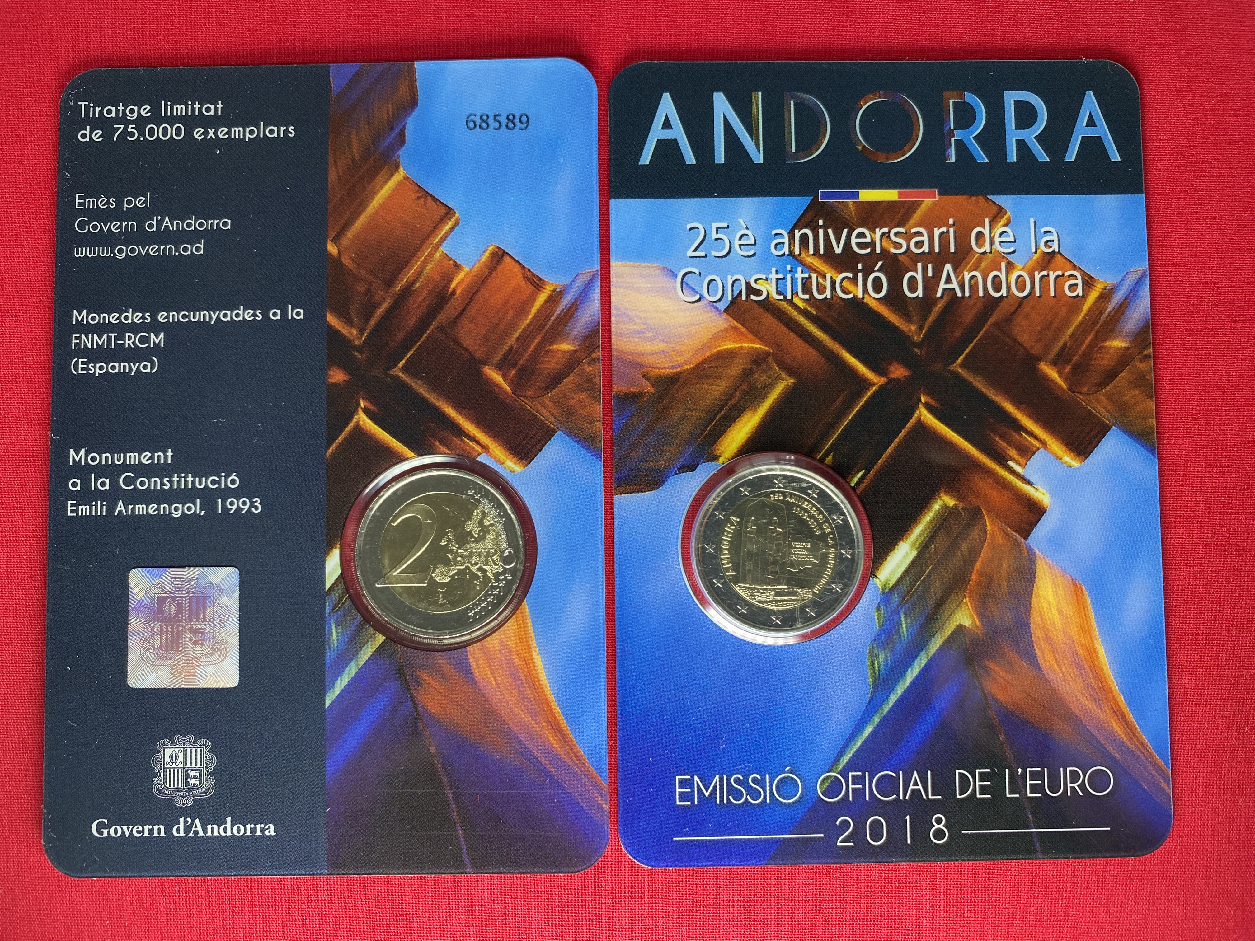 Andorra 2018 - 2 Euro Münze „25 Jahre Verfassung“ 