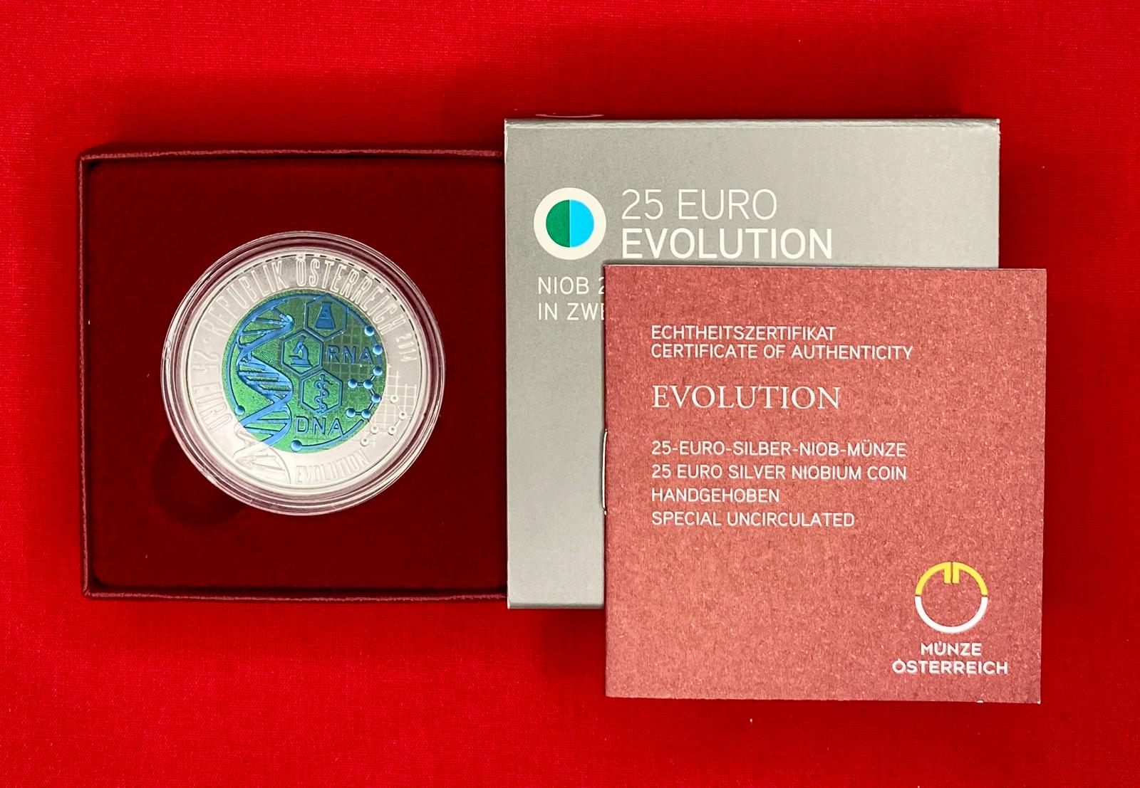 Österreich 2014 - EVOLUTION - 25,00 Euro Silber-Niob Münze
