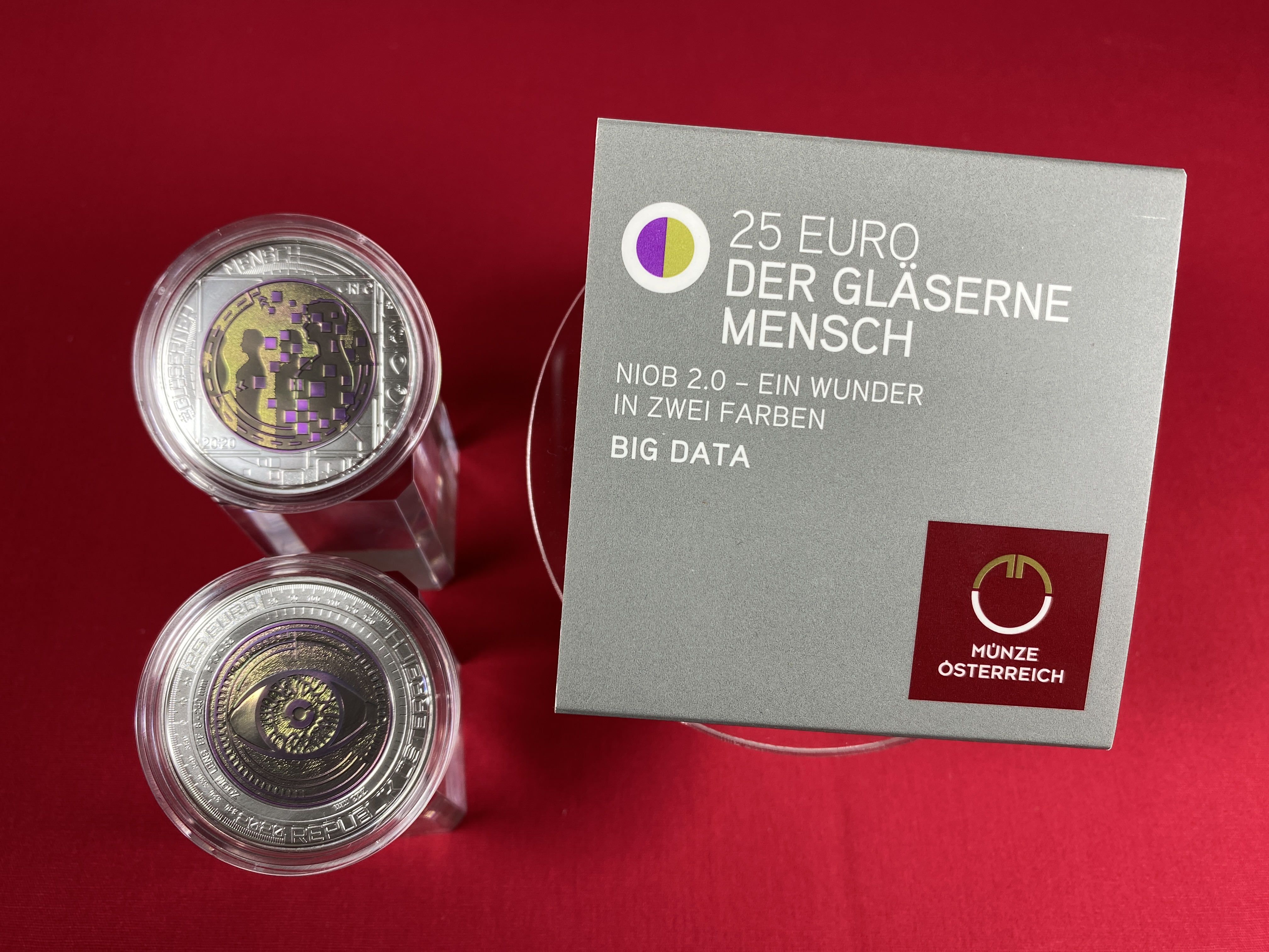 Österreich 2020 - DER GLÄSERNE MENSCH - 25,00 Euro  Silber-Niob Münze 