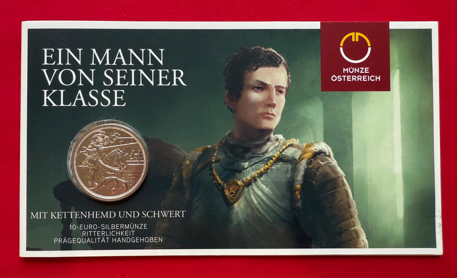 10 Euro Österreich 2019 - Ritterlichkeit - Serie Mit Kettenhemd und Schwert