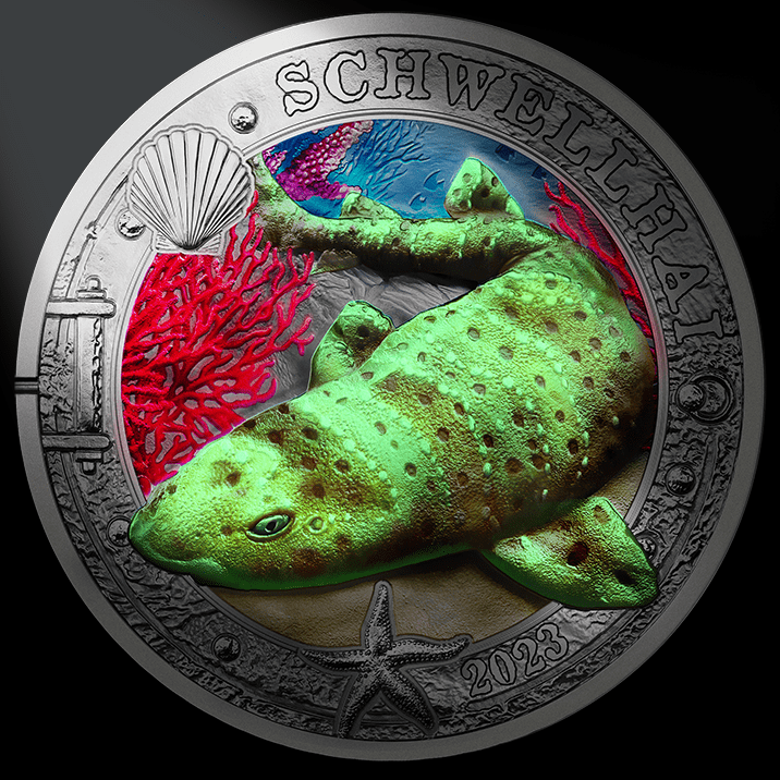 Österreich 2023 - Schwellhai  - 3 Euro Serie Leuchtende Meereswelten