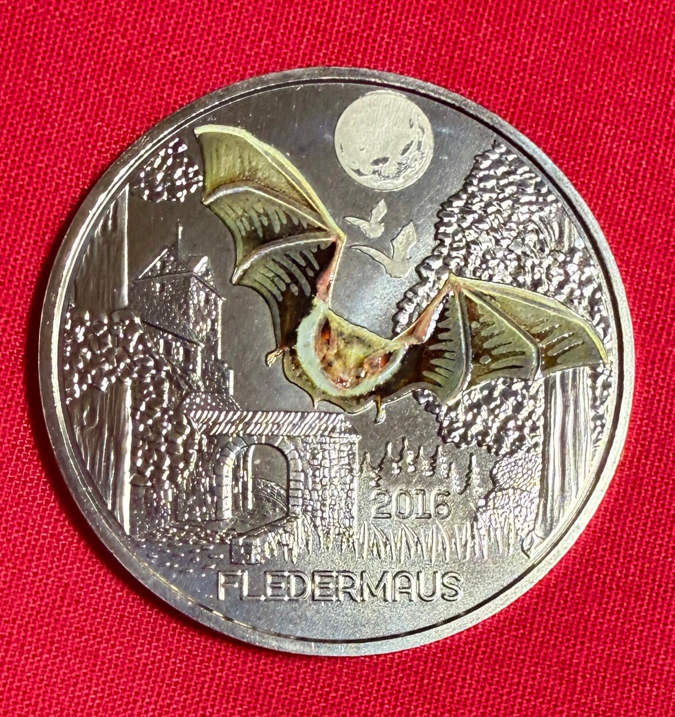 Österreich 2016 - Fledermaus - 3 Euro Tier-Taler Serie